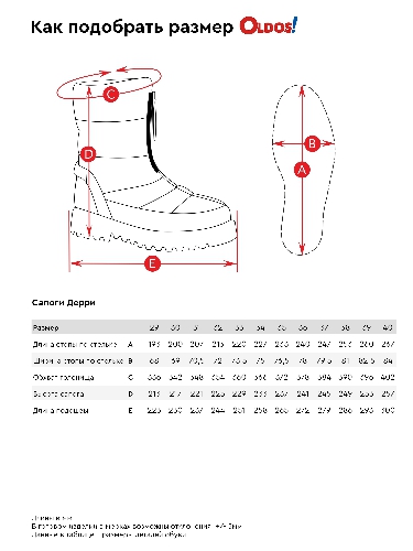 Таблица размеров одежды