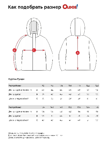 Таблица размеров одежды