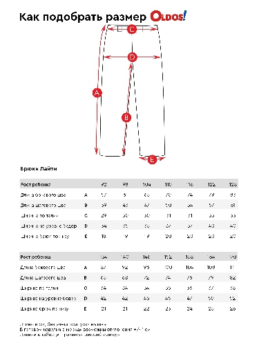 Таблица размеров одежды