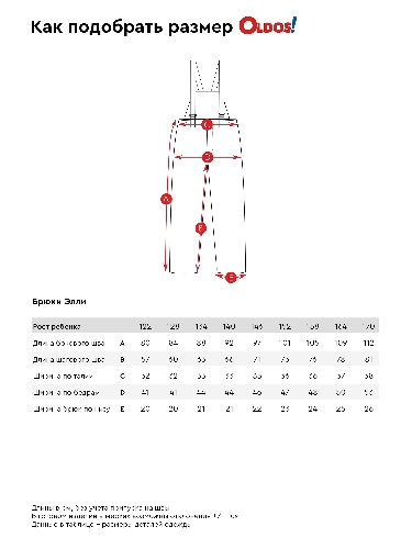 Таблица размеров одежды