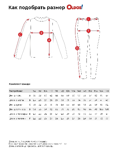 Таблица размеров одежды