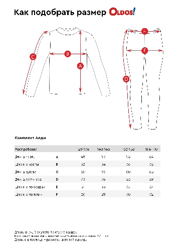 Таблица размеров одежды