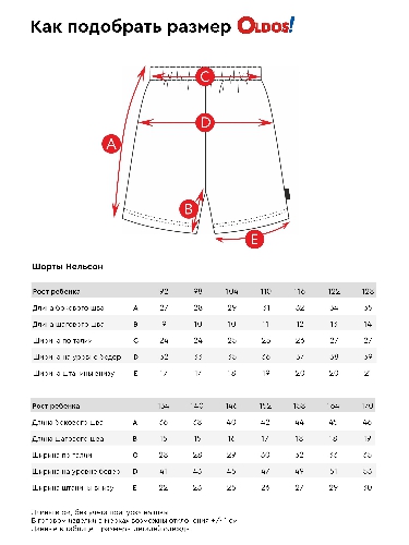 Таблица размеров одежды