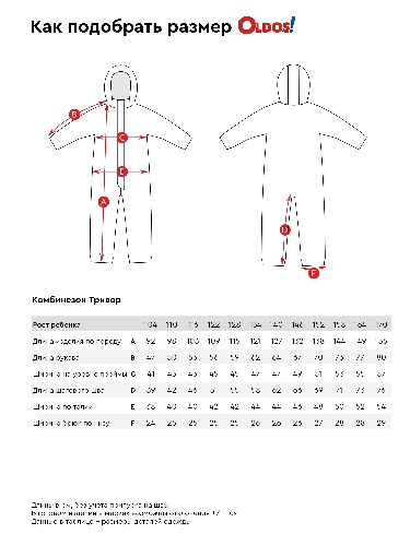 Таблица размеров одежды