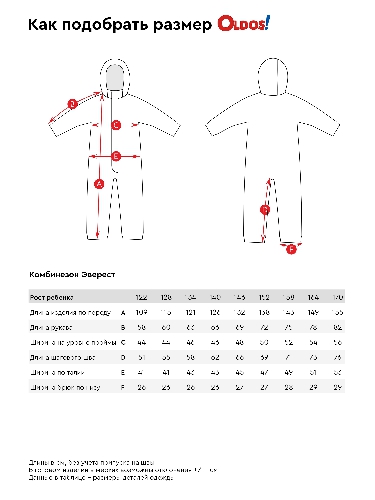 Таблица размеров одежды
