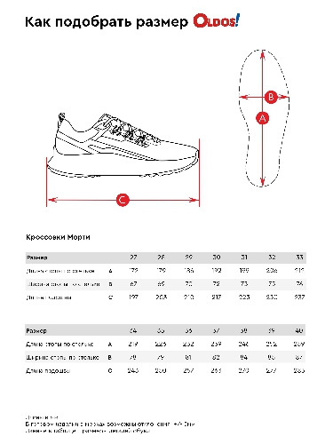 Таблица размеров одежды