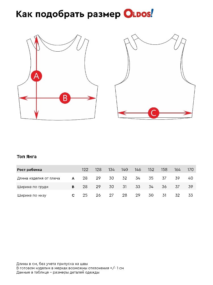 Таблица размеров одежды